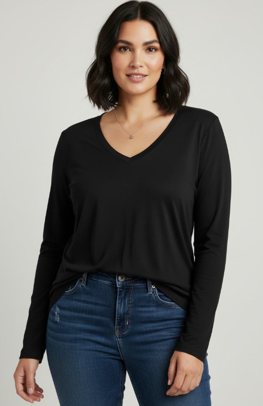UNIVERSAL STANDARD LIGHT-AS-AIR BLACK T-SHIRT PIMA COTTON BLEND WMN MEDIUM 18-20